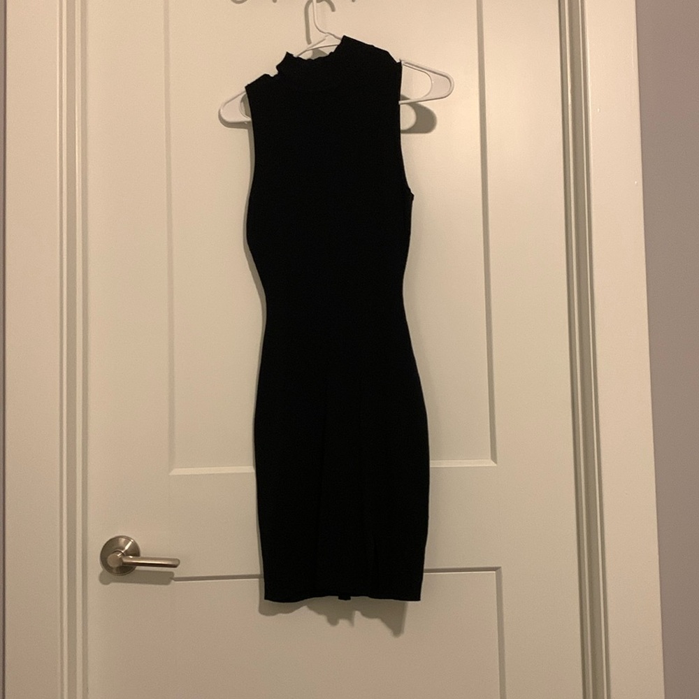 Black form fitting mini dress